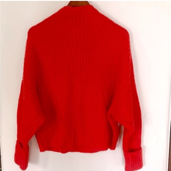 MAEVE LONG SLEEVE MOCK NECK PULLOVER SWEATER RED - S (USED ORANGE FOR MODEL) - Picture 5 of 8